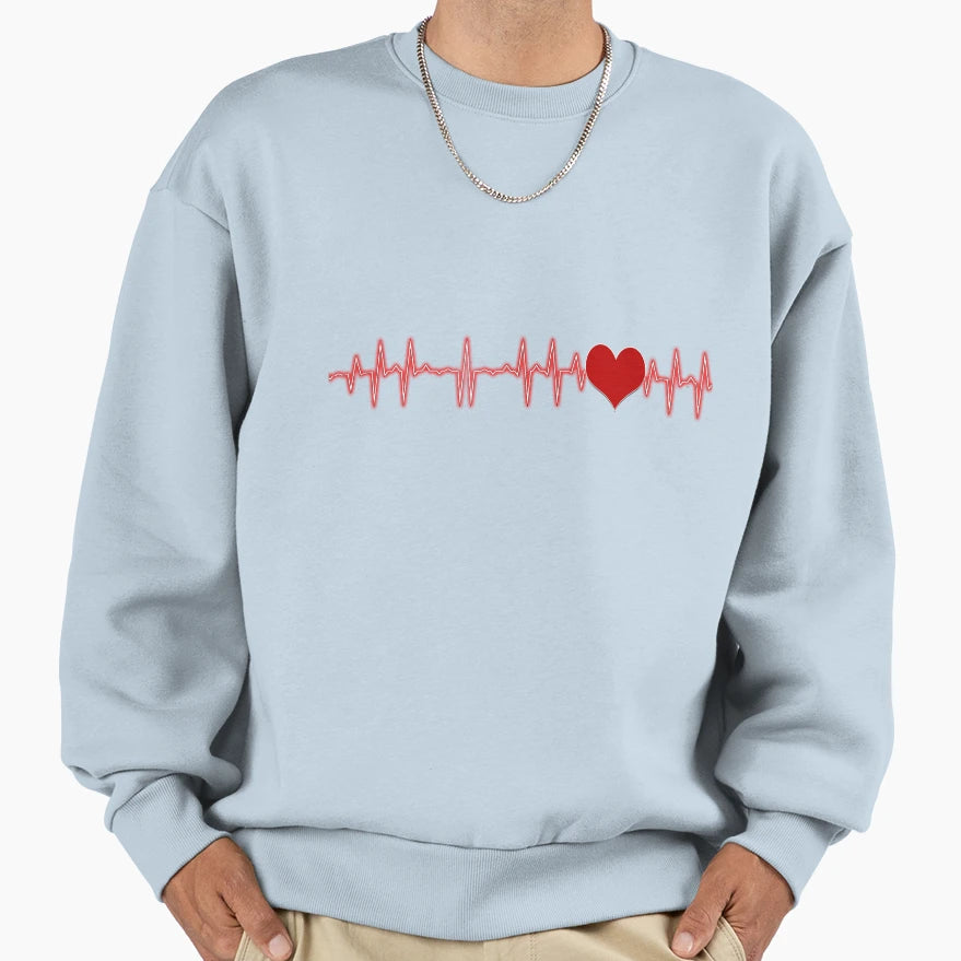 Heartbeat Sweatshirt - Minimalist Print for Adults - T-Shirt, Sweatshirt, Hoodie
