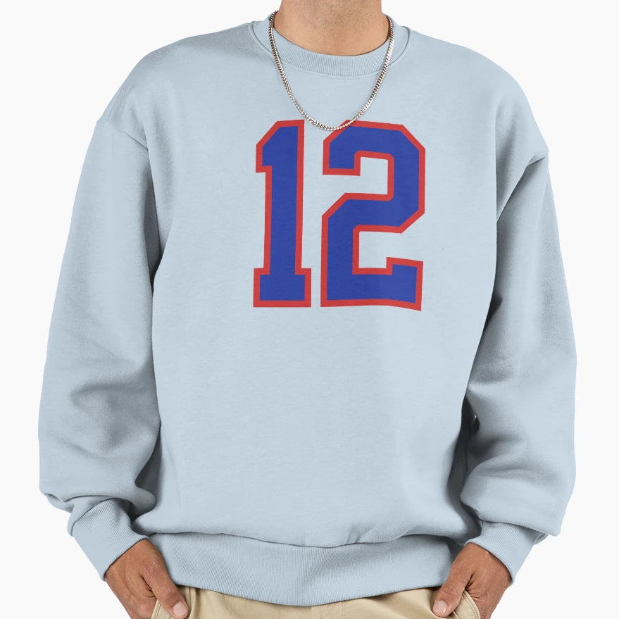 Number 12 Blue Red Sports Jersey Sweatshirt - Aesthetic Graphic Unisex - T-Shirt, Sweatshirt, Hoodie