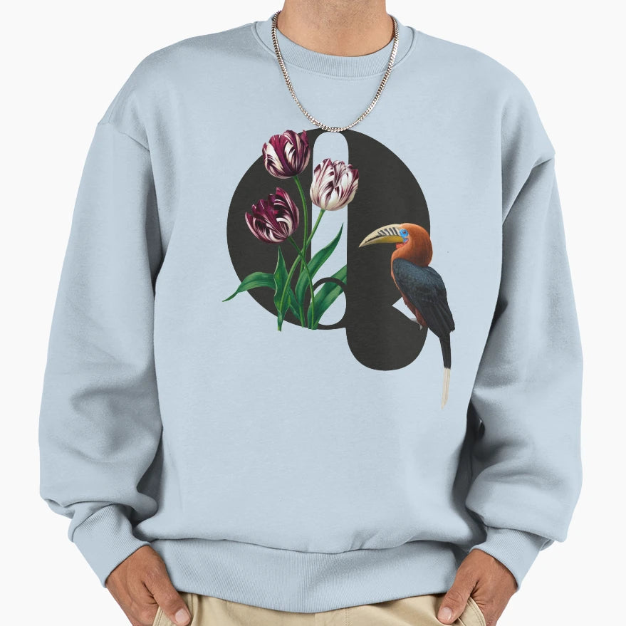 Botanical Alphabet Q Sweatshirt - Casual Everyday Wear Unisex - T-Shirt, Sweatshirt, Hoodie