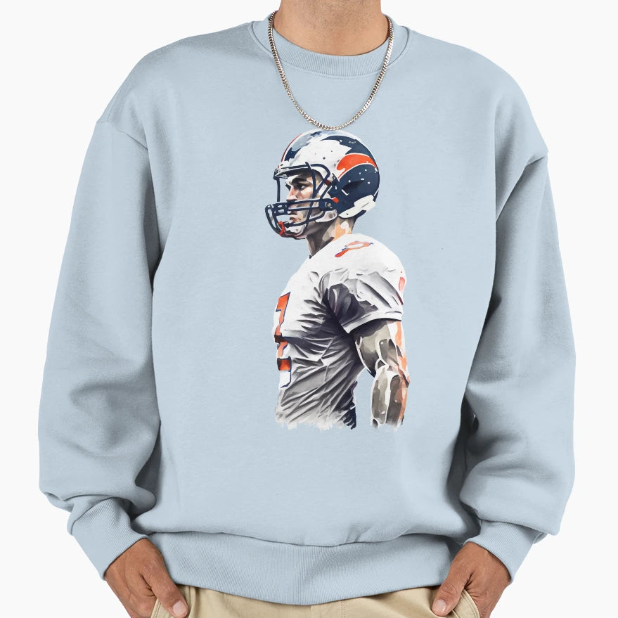 American Football Player Portrait Sweatshirt - Minimalist Print Men Women - T-Shirt, Sweatshirt, Hoodie