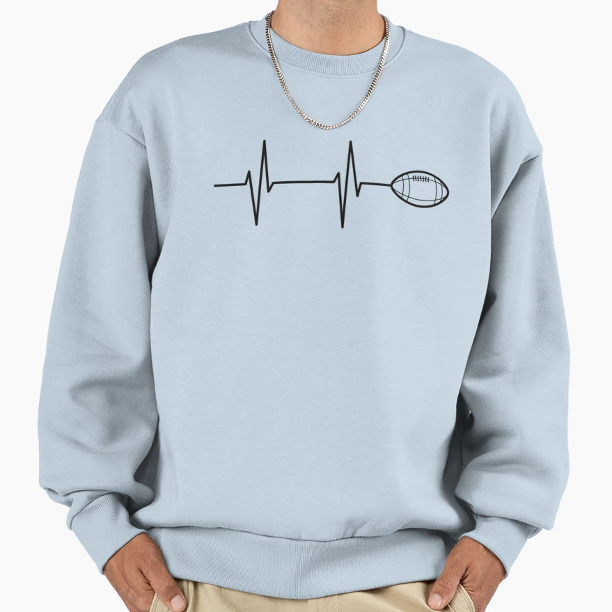 Football Fan Heartbeat Sweatshirt - Graphic Print Unisex - T-Shirt, Sweatshirt, Hoodie