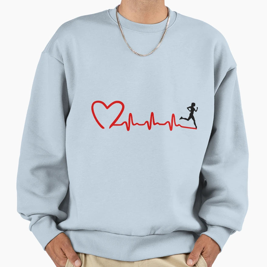 Running And Ekg Heartbeat Running Sweatshirt - Minimalist Print Unisex - T-Shirt, Sweatshirt, Hoodie