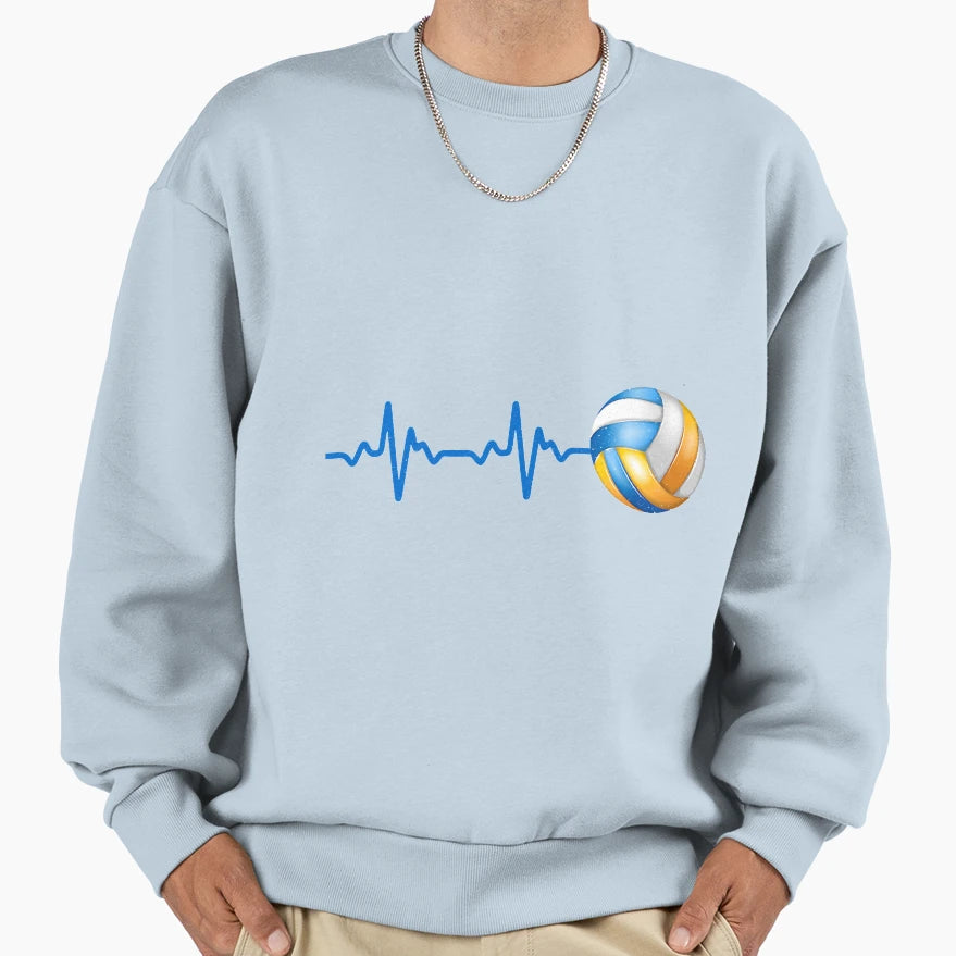 Volleyball Lover Heartbeat Sweatshirt - Custom Art Print Men Women - T-Shirt, Sweatshirt, Hoodie