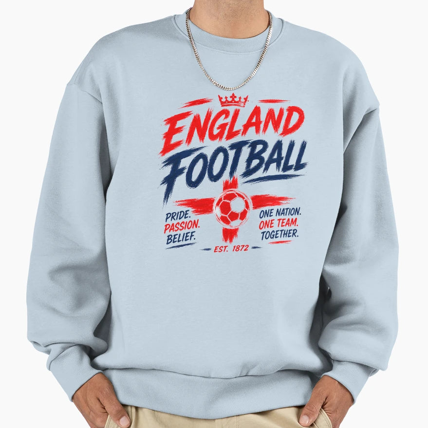 England Football Typography Sweatshirt - Novelty Apparel for Adults - T-Shirt, Sweatshirt, Hoodie