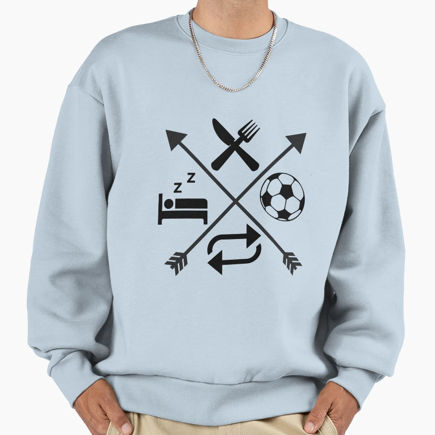 Eat Sleep Soccer Repeat Sweatshirt - Aesthetic Graphic for Adults - T-Shirt, Sweatshirt, Hoodie