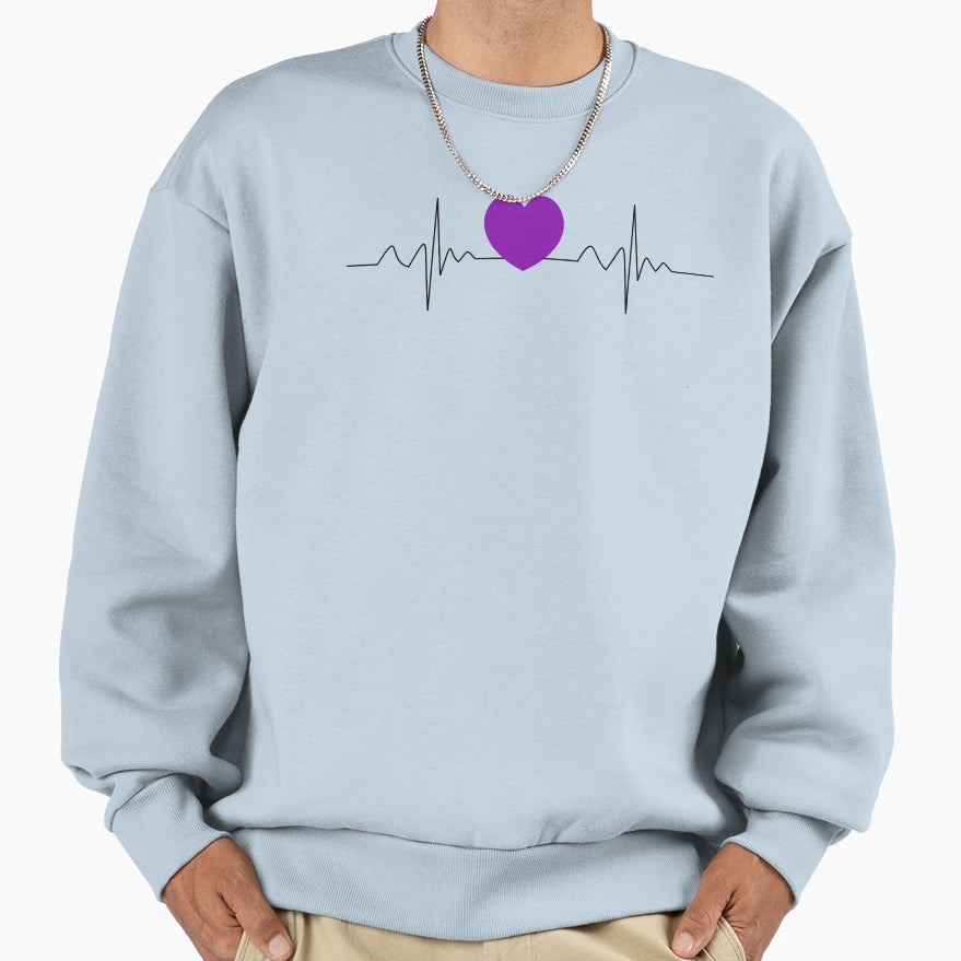 Purple Heartbeat Sweatshirt - Unique Graphic Men Women - T-Shirt, Sweatshirt, Hoodie