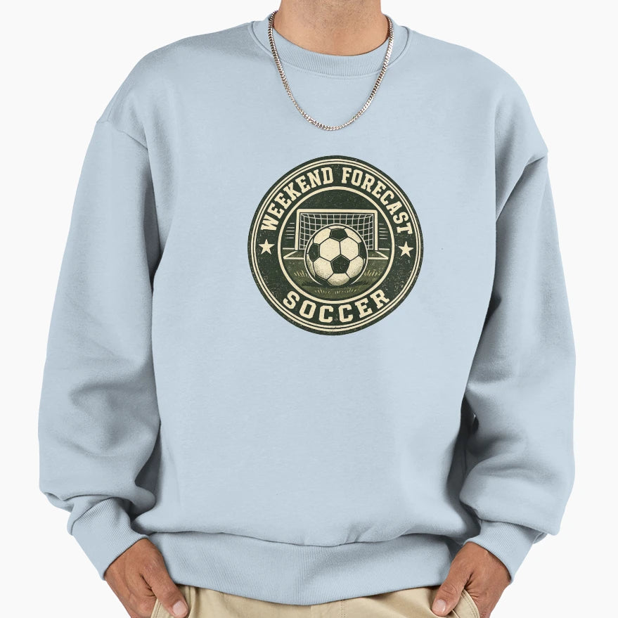 Weekend Forecast Soccer Badge Sweatshirt - Trendy Graphic for Adults - T-Shirt, Sweatshirt, Hoodie