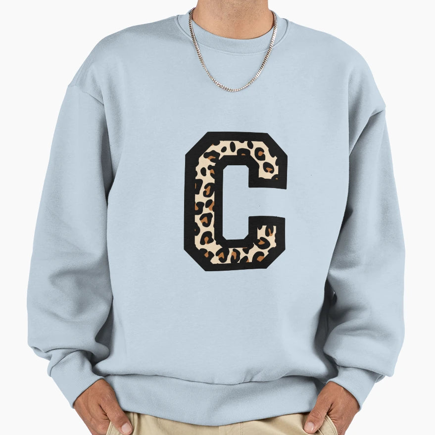 Letter C Leopard Sweatshirt - Graphic Print Men Women - T-Shirt, Sweatshirt, Hoodie