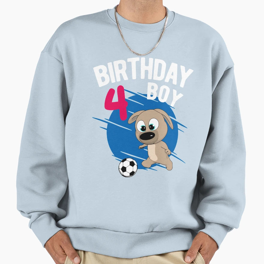 Birthday 4 Years Pup Soccer Sweatshirt - Fun Novelty Design for Adults - T-Shirt, Sweatshirt, Hoodie