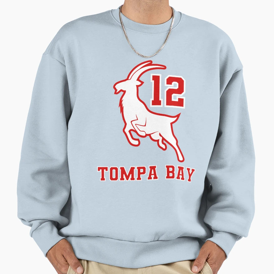 Tompa Bay 12 Tampa Bay Goat 12 Sweatshirt - Fun Novelty Design for Adults - T-Shirt, Sweatshirt, Hoodie