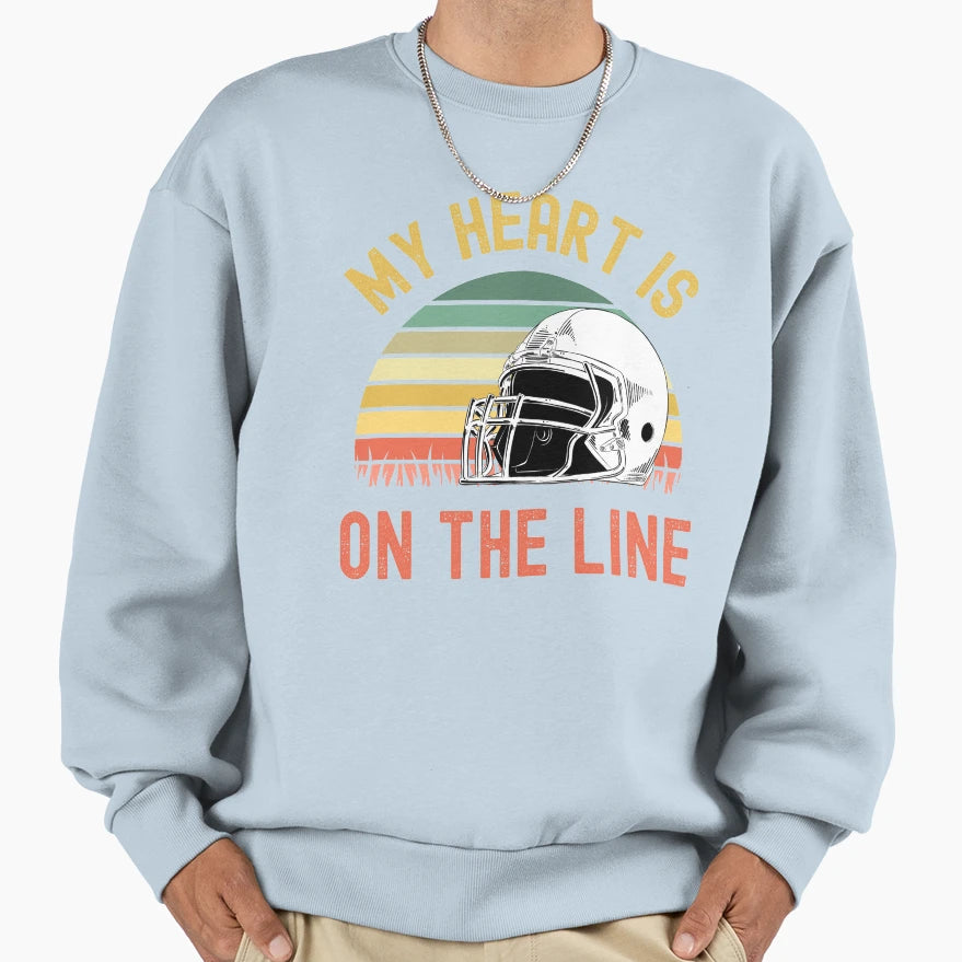 My Heart Is Line Football Offense Sweatshirt - Trendy Graphic Men Women - T-Shirt, Sweatshirt, Hoodie