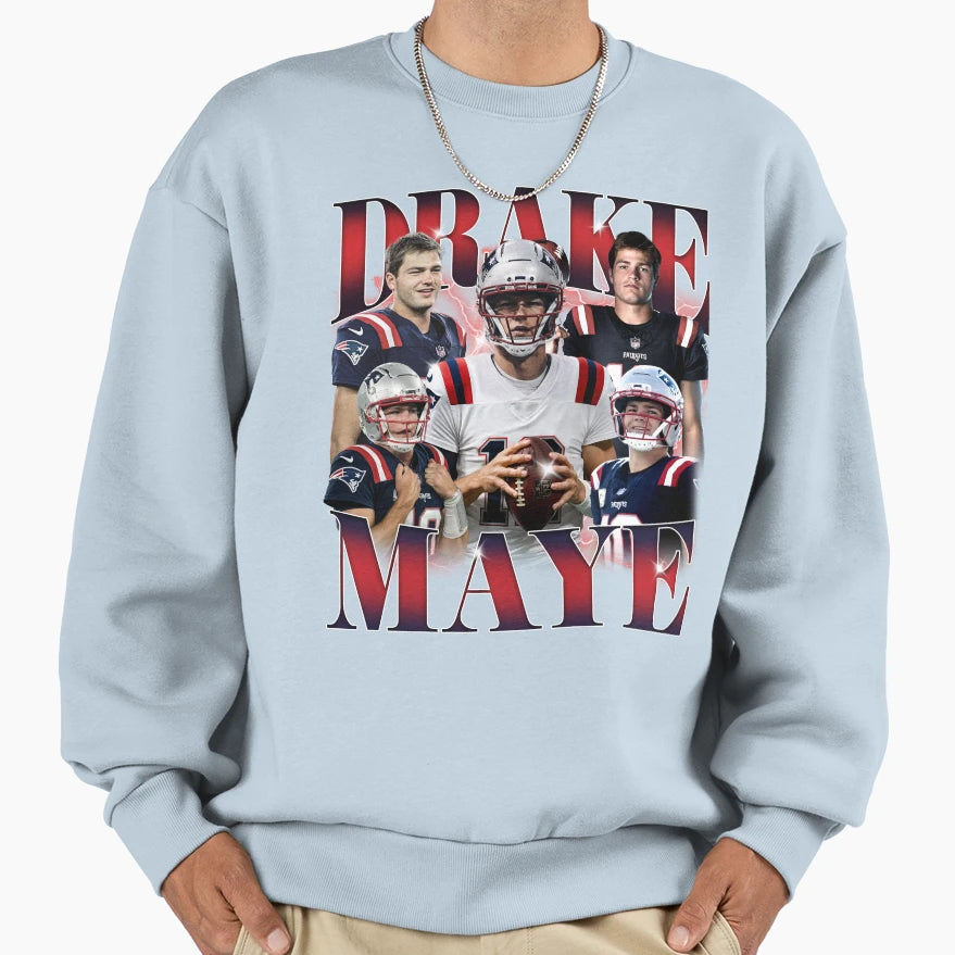 Drake Maye 10 New England Football Sweatshirt - Custom Art Print Unisex - T-Shirt, Sweatshirt, Hoodie