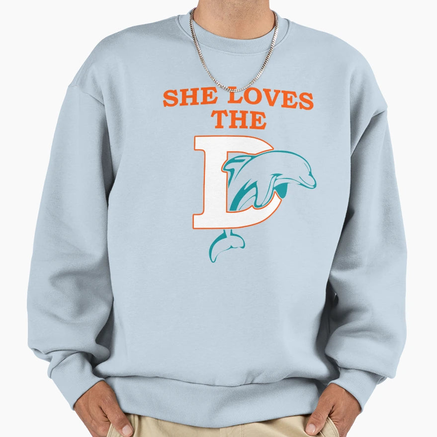 Funny She Loves Miami D Pro Football Sweatshirt - Unique Graphic Unisex - T-Shirt, Sweatshirt, Hoodie