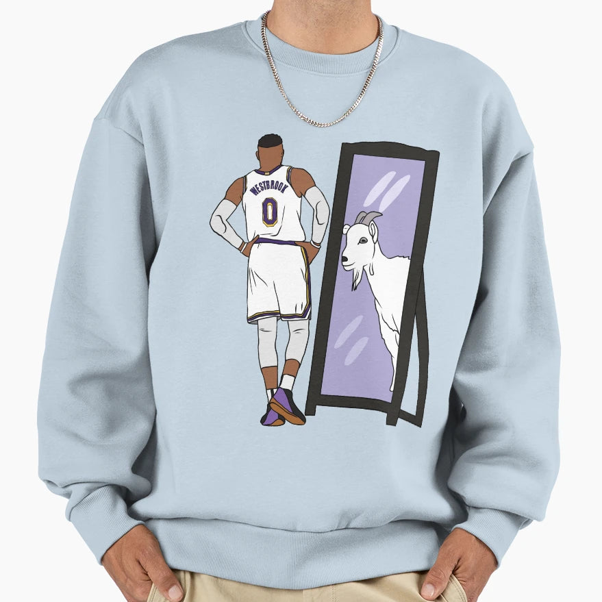 Russell Westbrook Mirror Goat Lakers Sweatshirt - Custom Art Print Unisex - T-Shirt, Sweatshirt, Hoodie