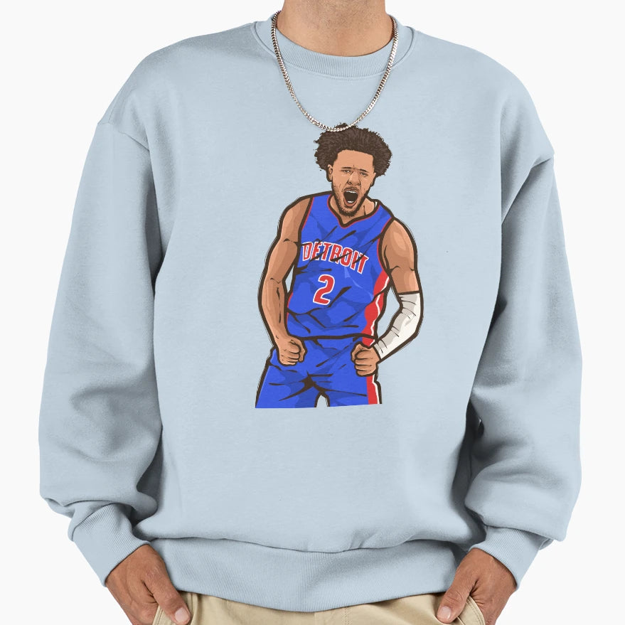 Cade Cunningham Celebration Cartoon Sweatshirt - Trendy Graphic Unisex - T-Shirt, Sweatshirt, Hoodie