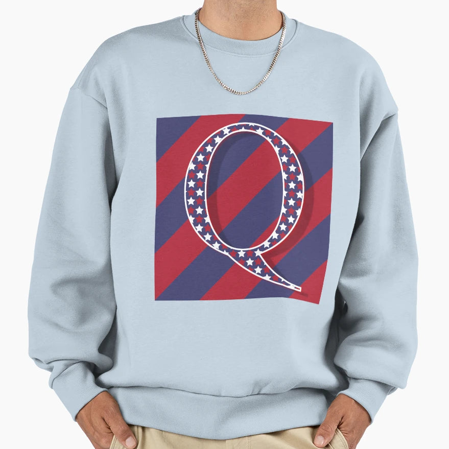 Letter Q Americana Old Glory Red Sweatshirt - Minimalist Print for Adults - T-Shirt, Sweatshirt, Hoodie