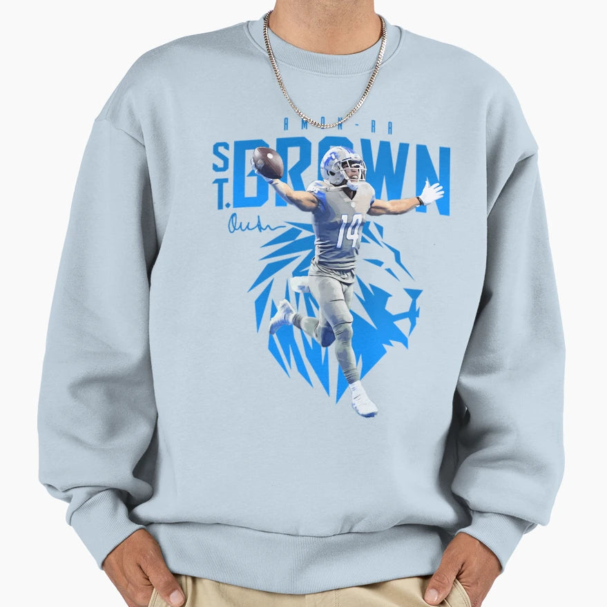Amon Sport Ra St Brown Football T Sweatshirt - Streetwear Style Unisex - T-Shirt, Sweatshirt, Hoodie