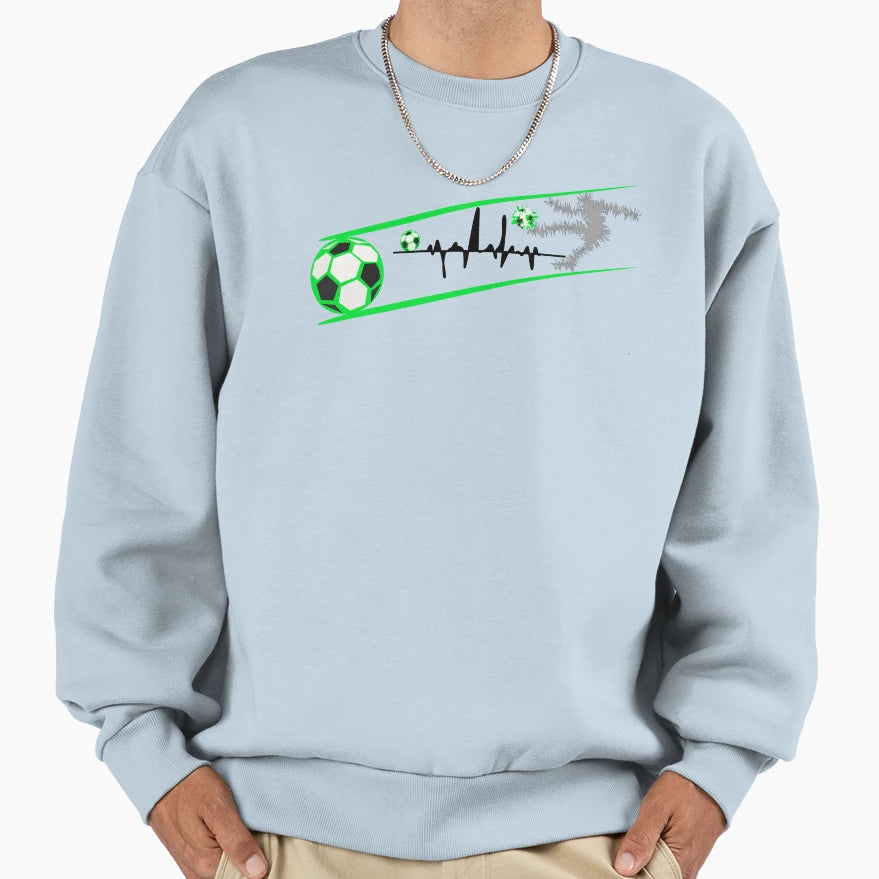 Football Player Football Heartbeat Sweatshirt - Graphic Print Men Women - T-Shirt, Sweatshirt, Hoodie