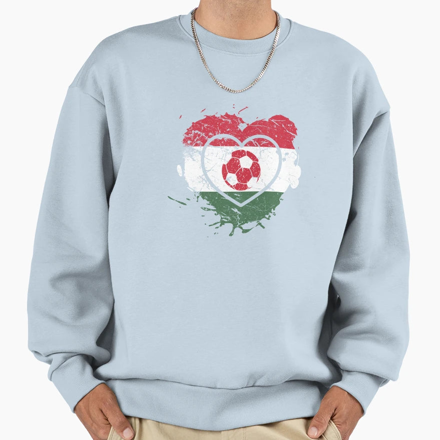 Hungary Football Heart Magyarorszag Sweatshirt - Fun Novelty Design Unisex - T-Shirt, Sweatshirt, Hoodie