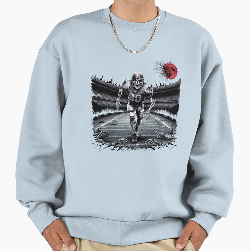 American Football Skeleton Halloween Sweatshirt - Trendy Graphic Men Women - T-Shirt, Sweatshirt, Hoodie