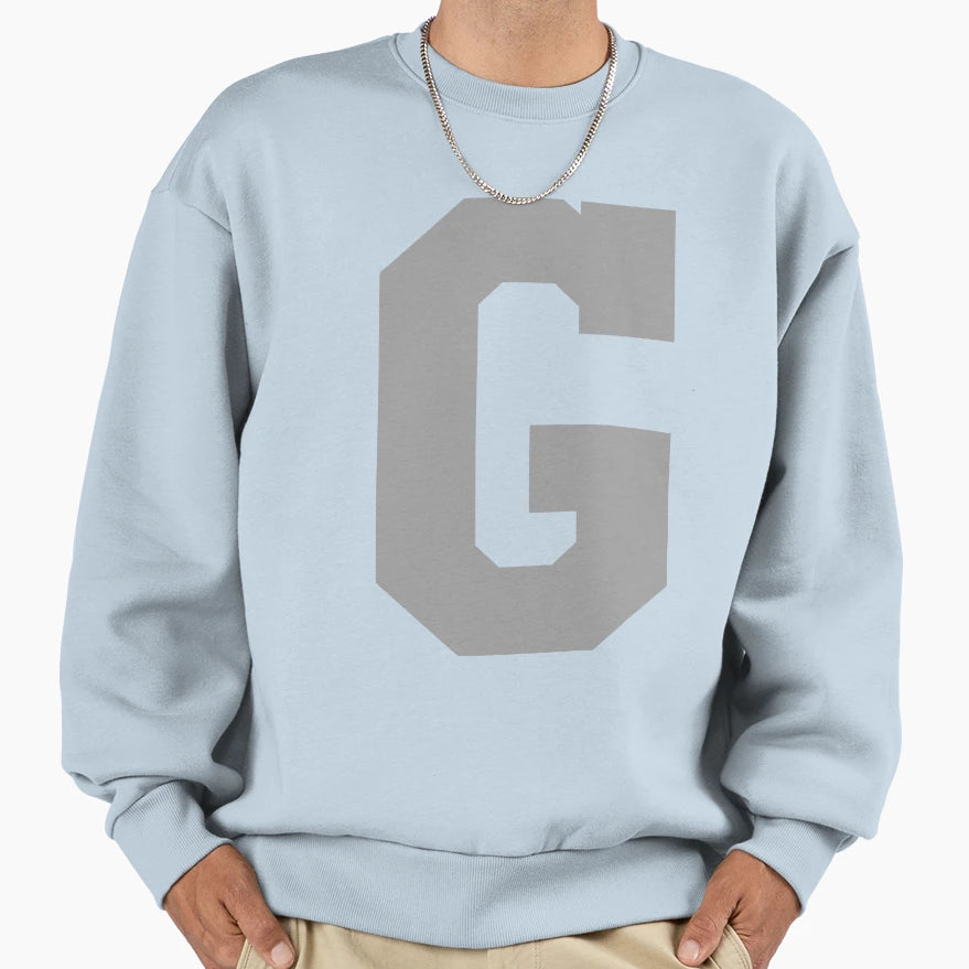 Alphabet Silver G Sports Letter G Sweatshirt - Trendy Graphic Unisex - T-Shirt, Sweatshirt, Hoodie
