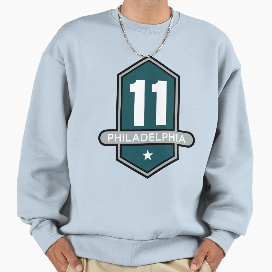 Philadelphia 11 Emblem Sweatshirt - Fun Novelty Design for Adults - T-Shirt, Sweatshirt, Hoodie