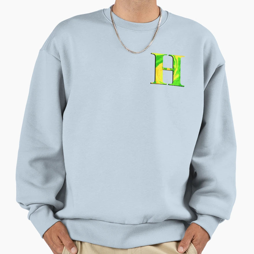 Tie Dye Letter H Sweatshirt - Casual Everyday Wear Unisex - T-Shirt, Sweatshirt, Hoodie