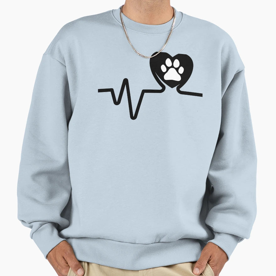 Heartbeat Cats Paw Sweatshirt - Custom Art Print Men Women - T-Shirt, Sweatshirt, Hoodie