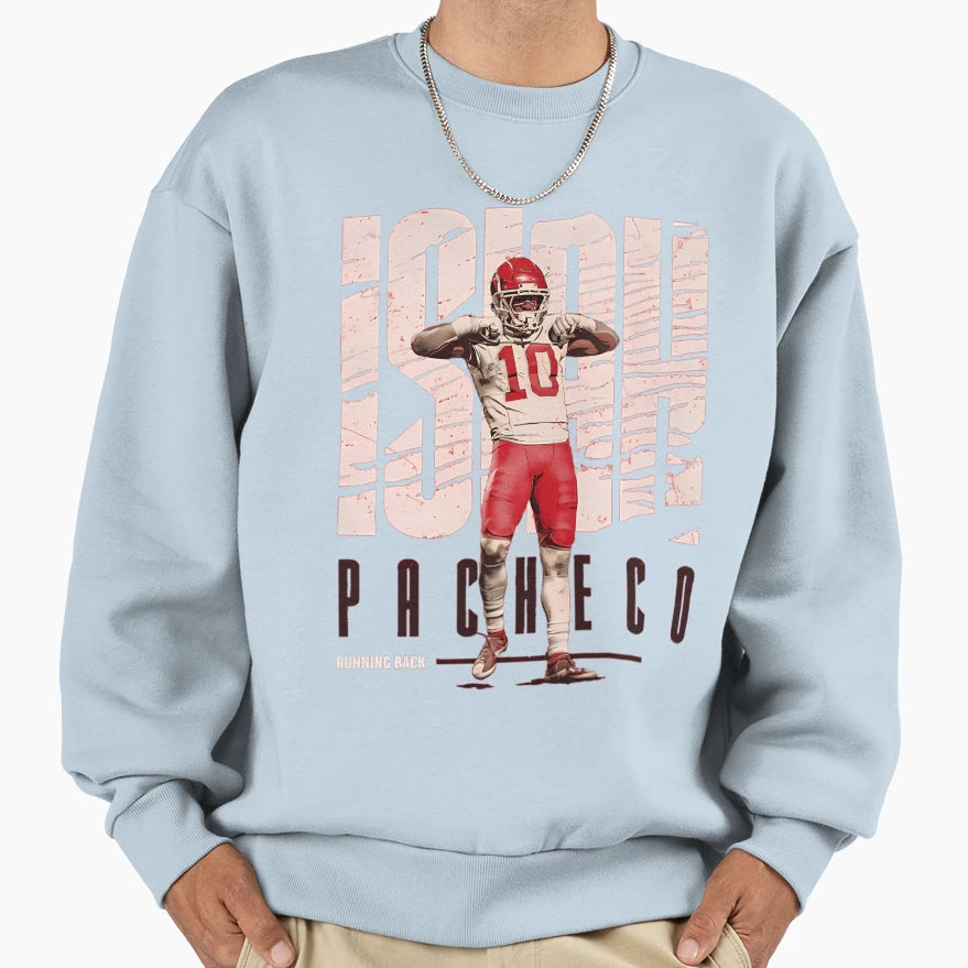 Isiah Pacheco Kansas City Pose Sweatshirt - Casual Everyday Wear Unisex - T-Shirt, Sweatshirt, Hoodie