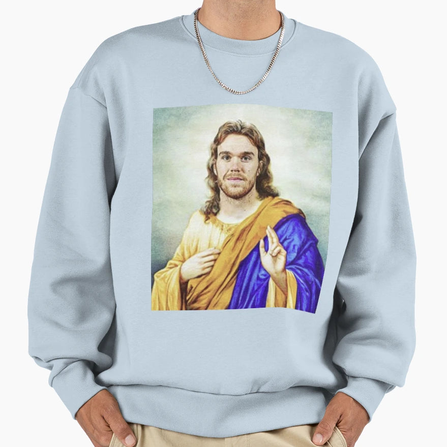 All Hail Mcjesus Matching Oilers Sweatshirt - Custom Art Print Men Women - T-Shirt, Sweatshirt, Hoodie