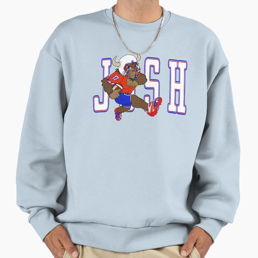 Buffalo Quarterback 17 Cartoon Sweatshirt - Aesthetic Graphic for Adults - T-Shirt, Sweatshirt, Hoodie
