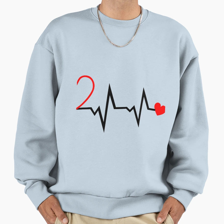 Heartbeat Heart Love Valentines Day Sweatshirt - Trendy Graphic Unisex - T-Shirt, Sweatshirt, Hoodie