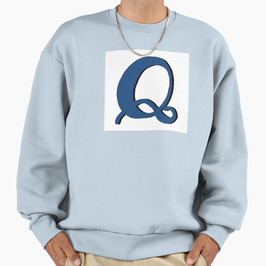 Letter Q Blue Initial Monogram Sweatshirt - Trendy Graphic for Adults - T-Shirt, Sweatshirt, Hoodie