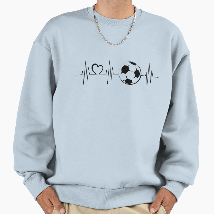 Heartbeat Heart Love Football Sweatshirt - Minimalist Print for Adults - T-Shirt, Sweatshirt, Hoodie