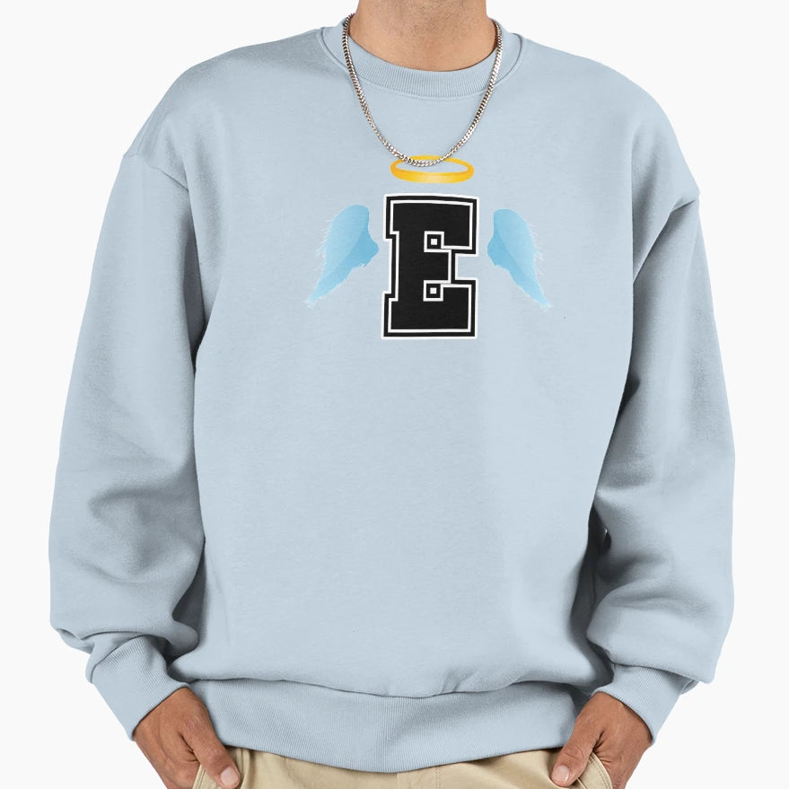 Letter E College Font Good Heaven Sweatshirt - Novelty Apparel Unisex - T-Shirt, Sweatshirt, Hoodie