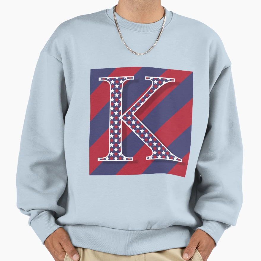 Letter K Americana Old Glory Red Sweatshirt - Minimalist Print for Adults - T-Shirt, Sweatshirt, Hoodie