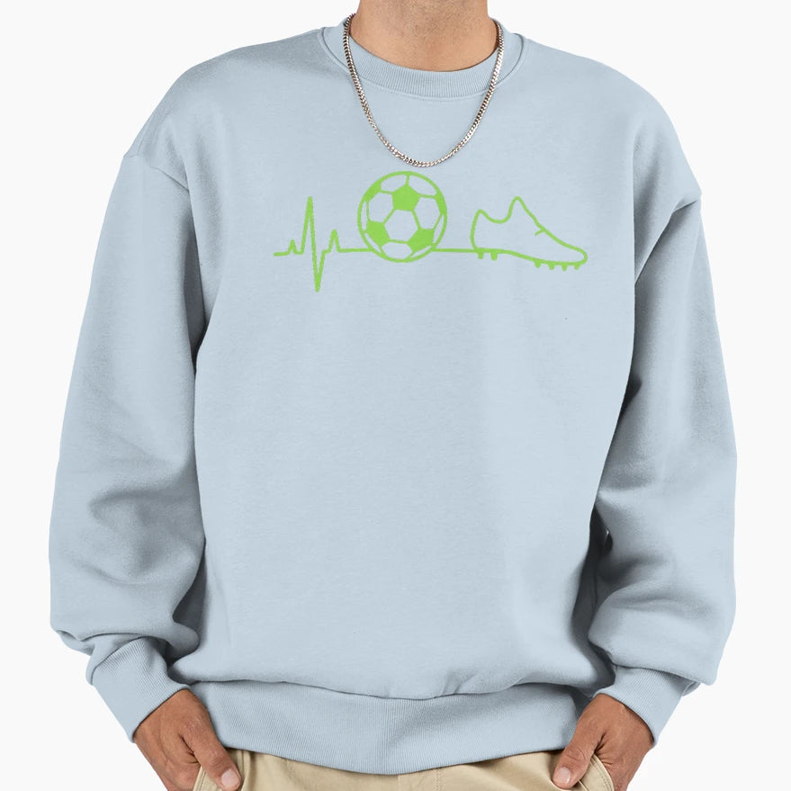 Funny Soccer Heartbeat Pulse Ball Sweatshirt - Casual Everyday Wear Unisex - T-Shirt, Sweatshirt, Hoodie