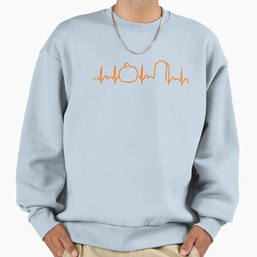 Halloween Heartbeat Sweatshirt - Unique Graphic for Adults - T-Shirt, Sweatshirt, Hoodie