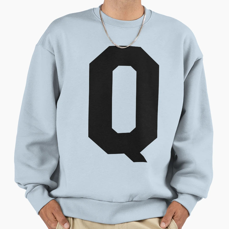 Alphabet Black Q Sports Letter Q Sweatshirt - Fun Novelty Design Men Women - T-Shirt, Sweatshirt, Hoodie