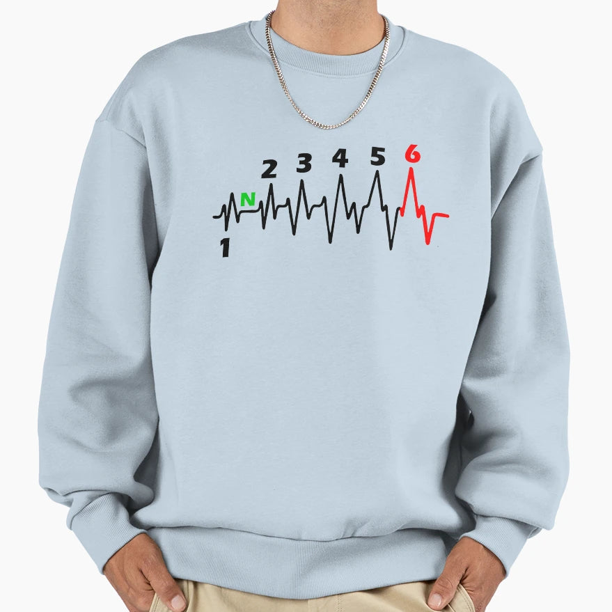 Motorcycle 6 Gearshift Heartbeat Sweatshirt - Graphic Print Men Women - T-Shirt, Sweatshirt, Hoodie