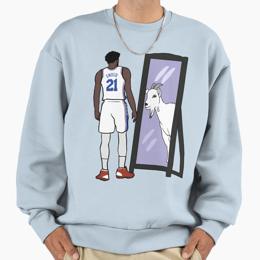 Joel Embiid Mirror Goat Sweatshirt - Trendy Graphic Unisex - T-Shirt, Sweatshirt, Hoodie