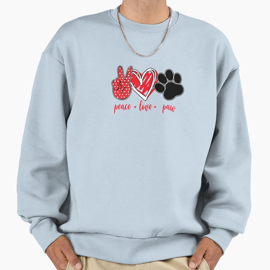 Peace Love Paw Sweatshirt - Novelty Apparel for Adults - T-Shirt, Sweatshirt, Hoodie