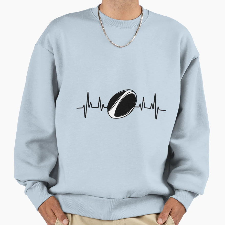Rugby Player Rugby Heartbeat Rugby Ball Sweatshirt - Graphic Print Unisex - T-Shirt, Sweatshirt, Hoodie