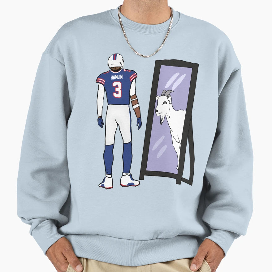 Damar Hamlin Mirror Goat Sweatshirt - Trendy Graphic for Adults - T-Shirt, Sweatshirt, Hoodie