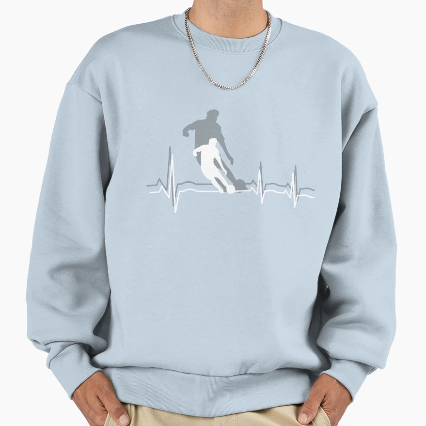 Male Soccer Player Heartbeat Sweatshirt - Casual Everyday Wear for Adults - T-Shirt, Sweatshirt, Hoodie