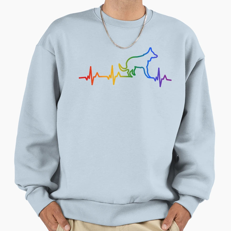Dog Heartbeat Rainbow Sweatshirt - Fun Novelty Design Men Women - T-Shirt, Sweatshirt, Hoodie