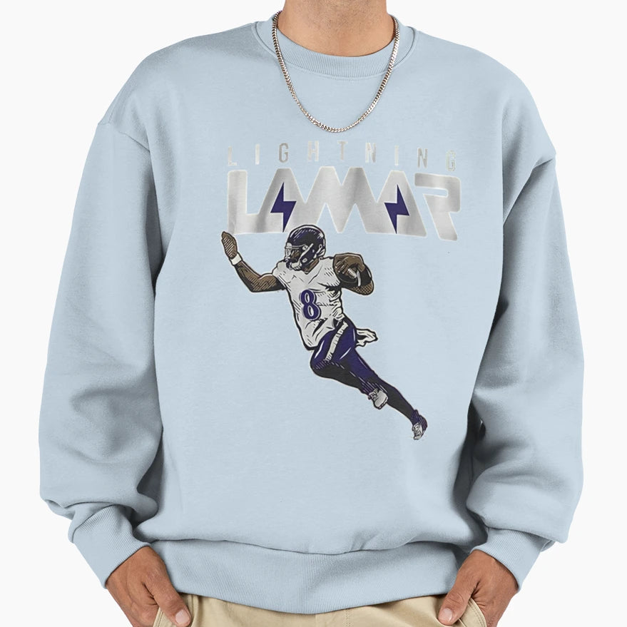 Lighting Lamar Baltimore Ravens Fans T-Shirt - Graphic Print Unisex - T-Shirt, Sweatshirt, Hoodie