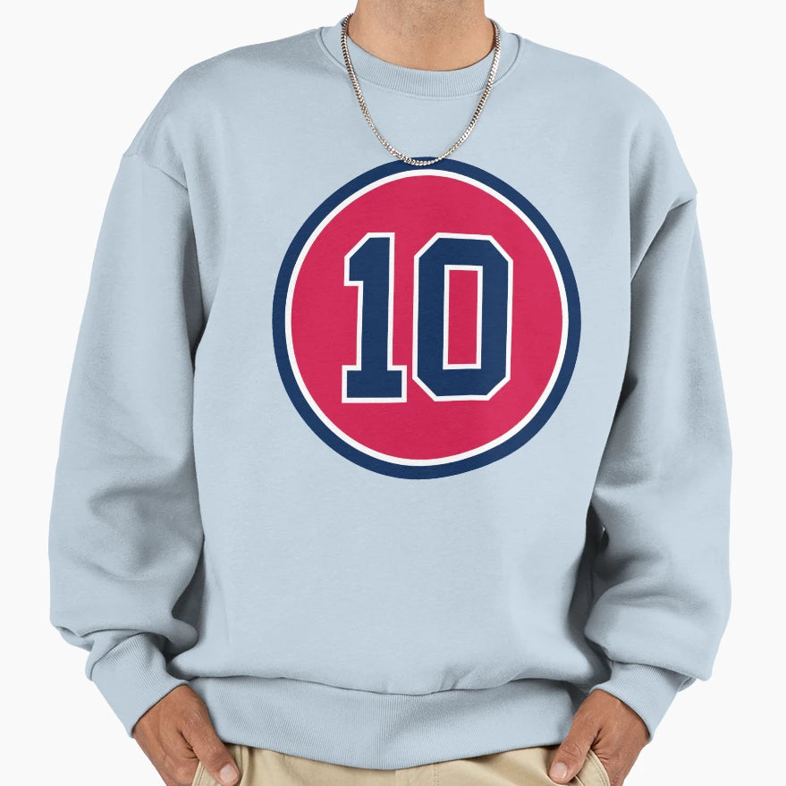 Chipper Jones 10 Jersey Number Sweatshirt - Streetwear Style for Adults - T-Shirt, Sweatshirt, Hoodie
