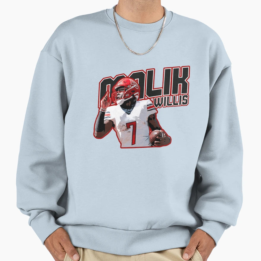 Malik Willis Football Player Action Sweatshirt - Minimalist Print Men Women - T-Shirt, Sweatshirt, Hoodie