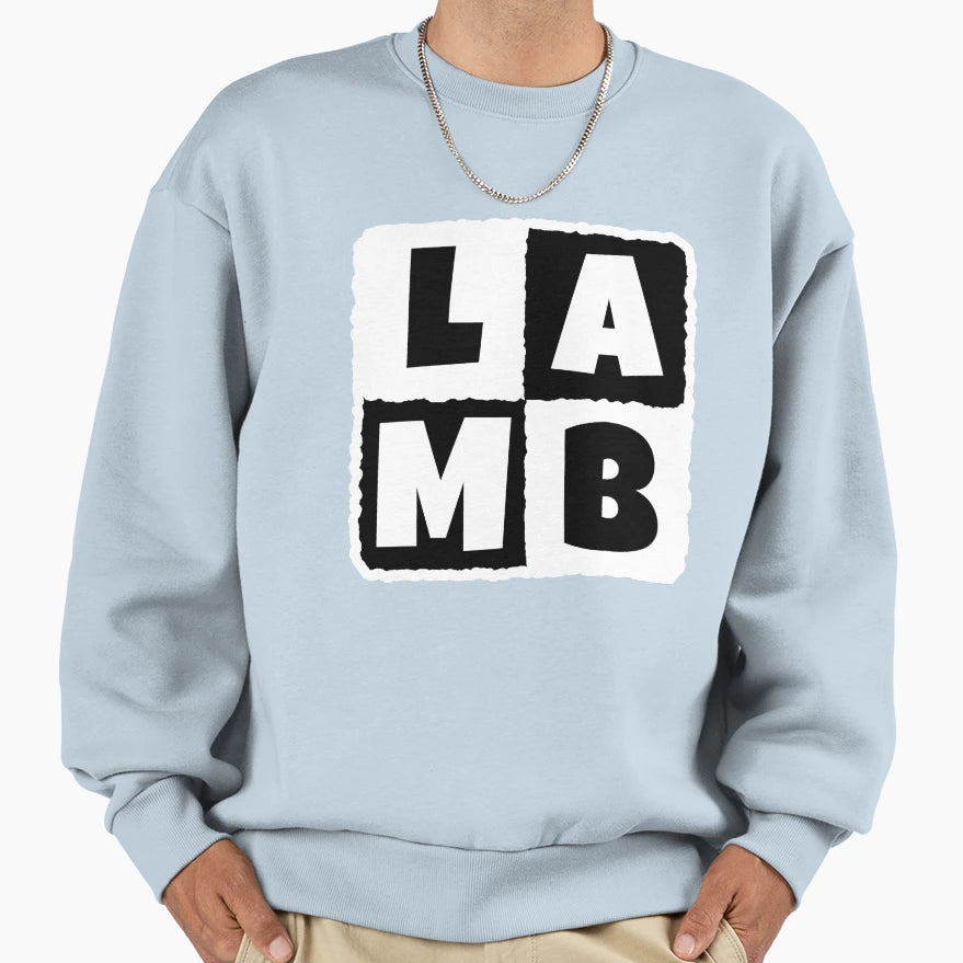Lamb Black And White Square Sweatshirt - Trendy Graphic Men Women - T-Shirt, Sweatshirt, Hoodie